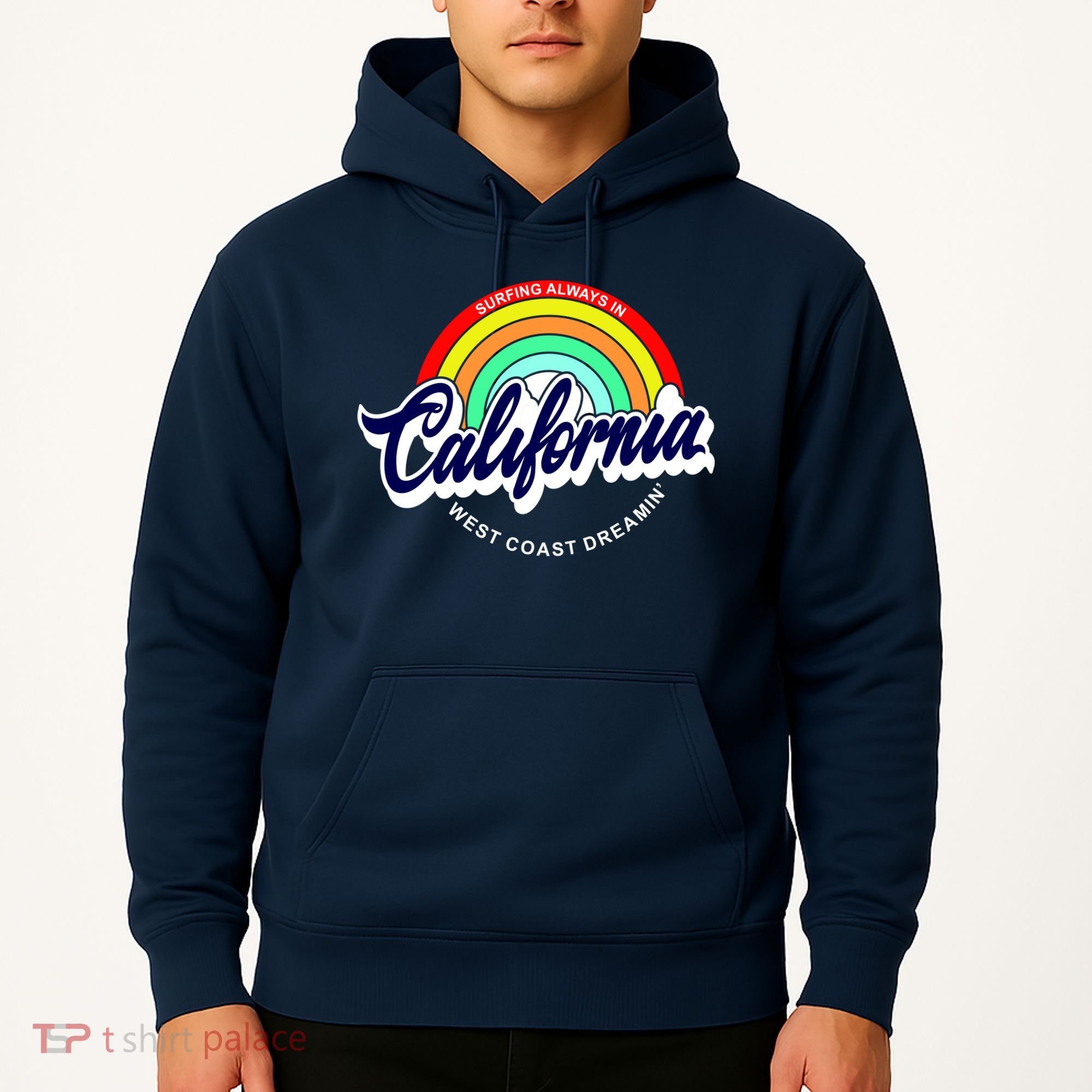 California West Coast Dreamin Retro Rainbow Hoodie