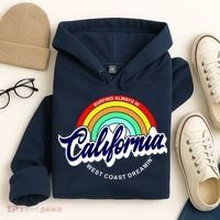 California West Coast Dreamin Retro Rainbow Hoodie thumb 4