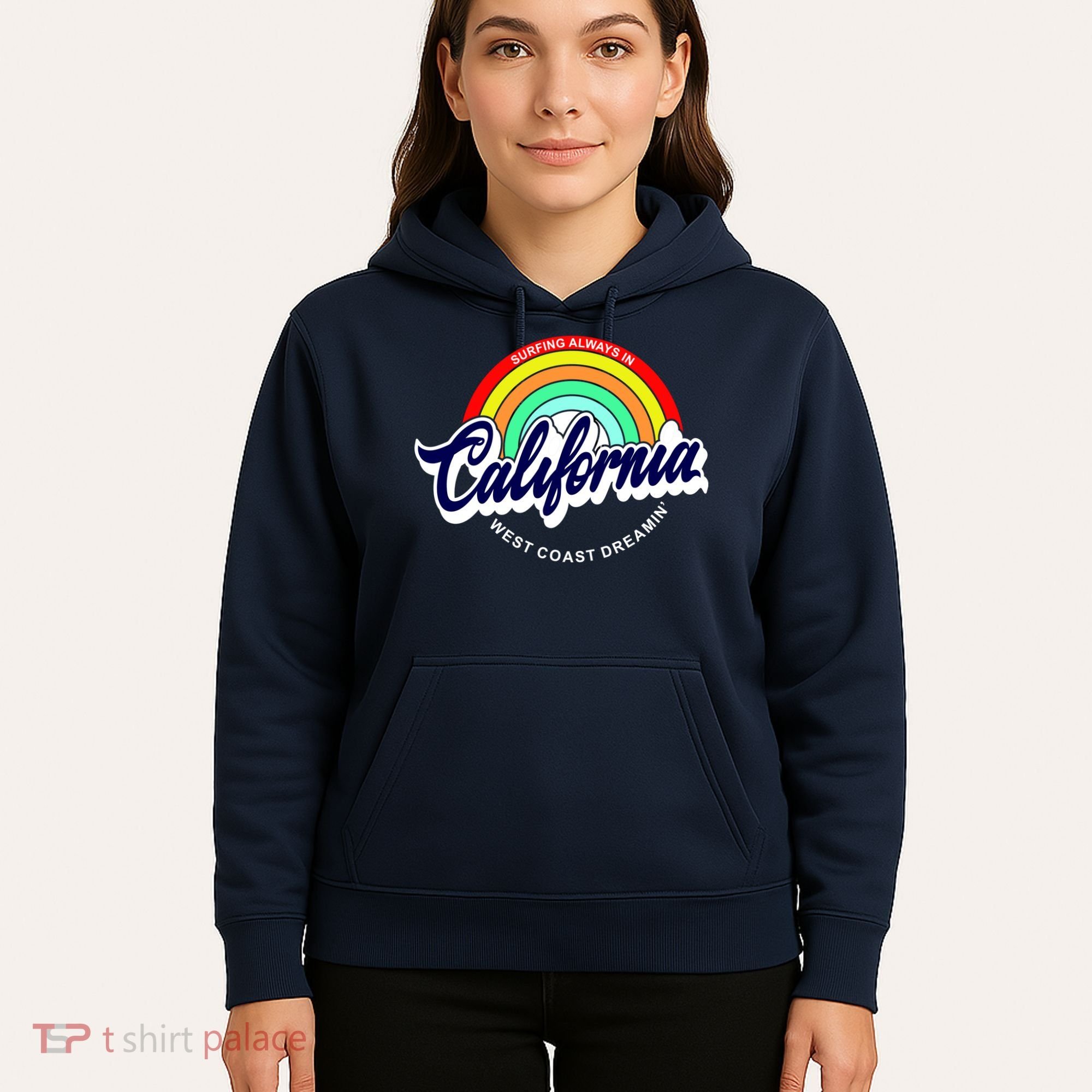 California West Coast Dreamin Retro Rainbow Hoodie