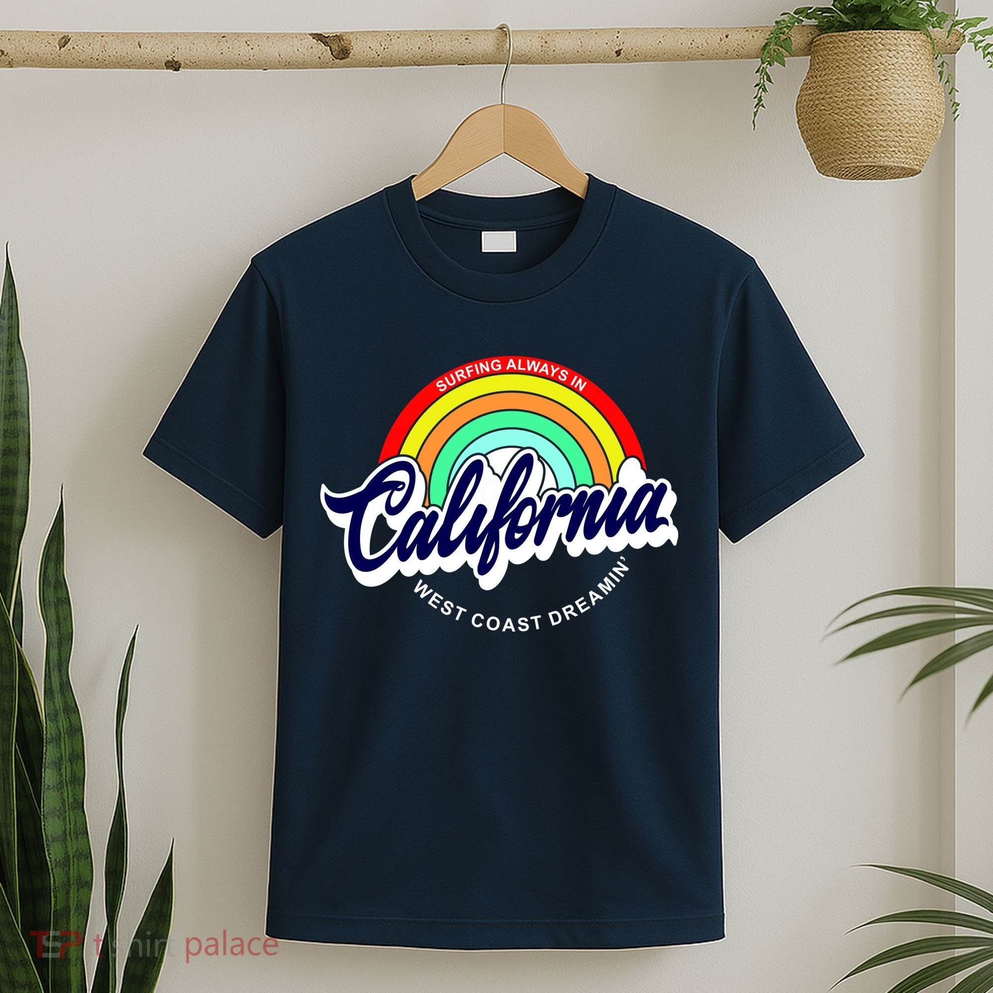 California West Coast Dreamin Retro Rainbow T-Shirt