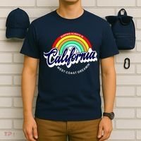 California West Coast Dreamin Retro Rainbow T-Shirt thumb 6