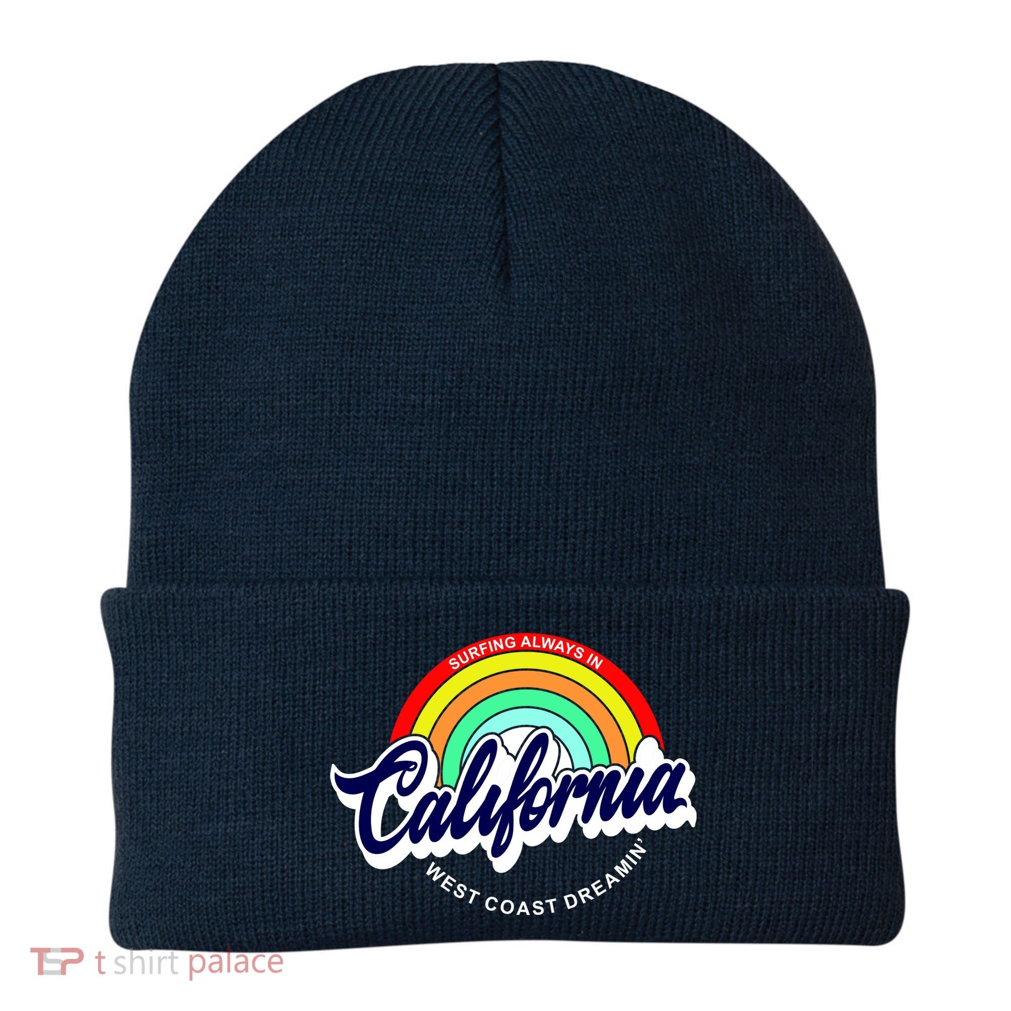 California West Coast Dreamin Retro Rainbow Beanie