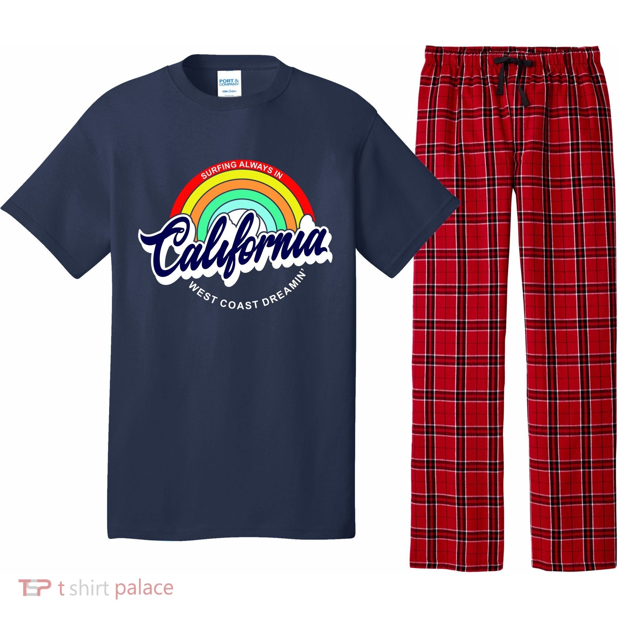 California West Coast Dreamin Retro Rainbow Pajama Set