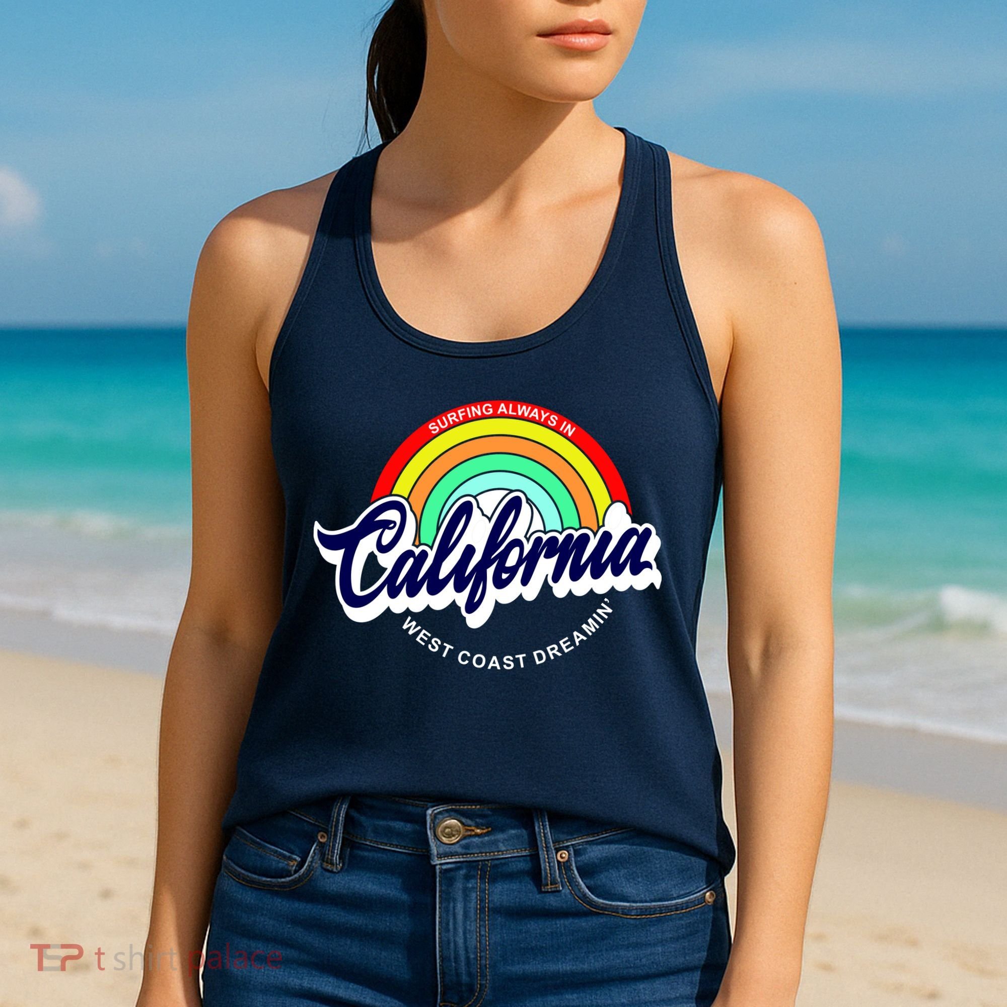 California West Coast Dreamin Retro Rainbow Women's Tank Top