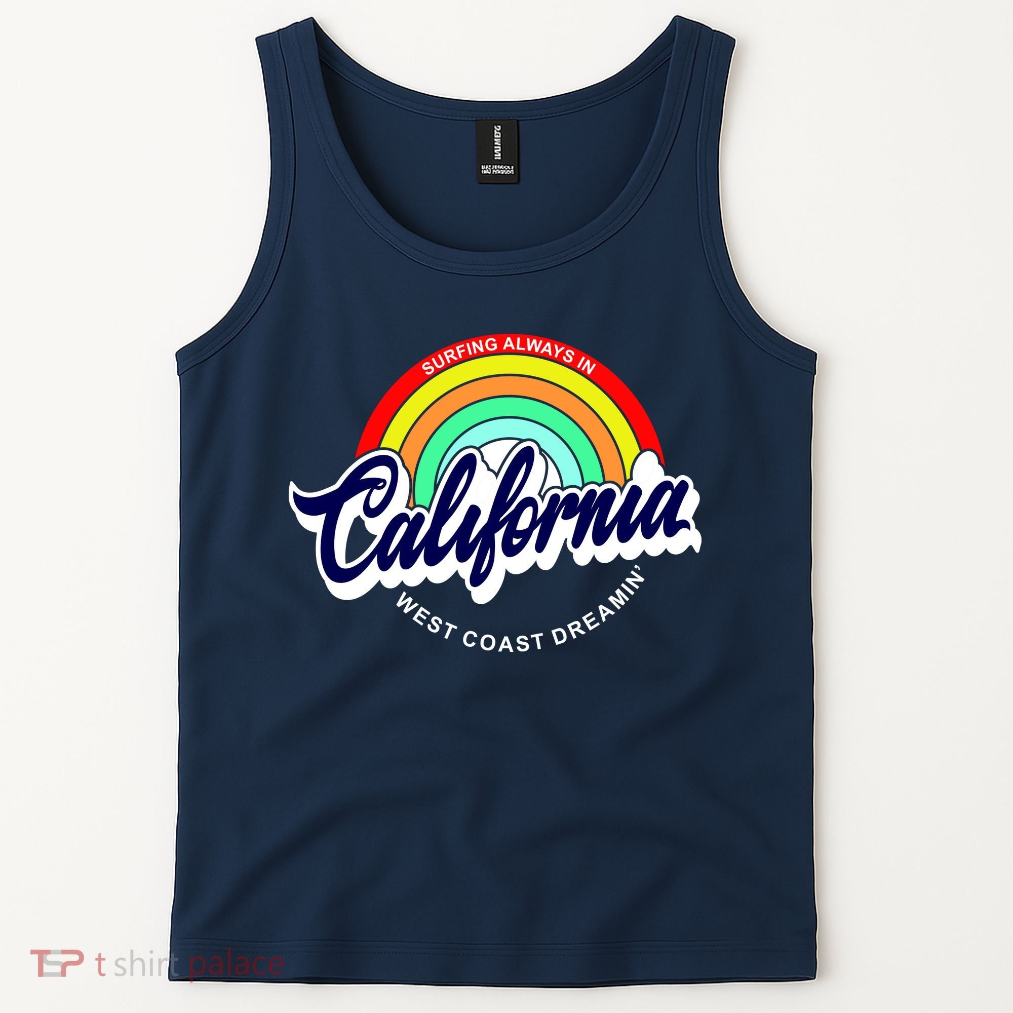 California West Coast Dreamin Retro Rainbow Tank Top