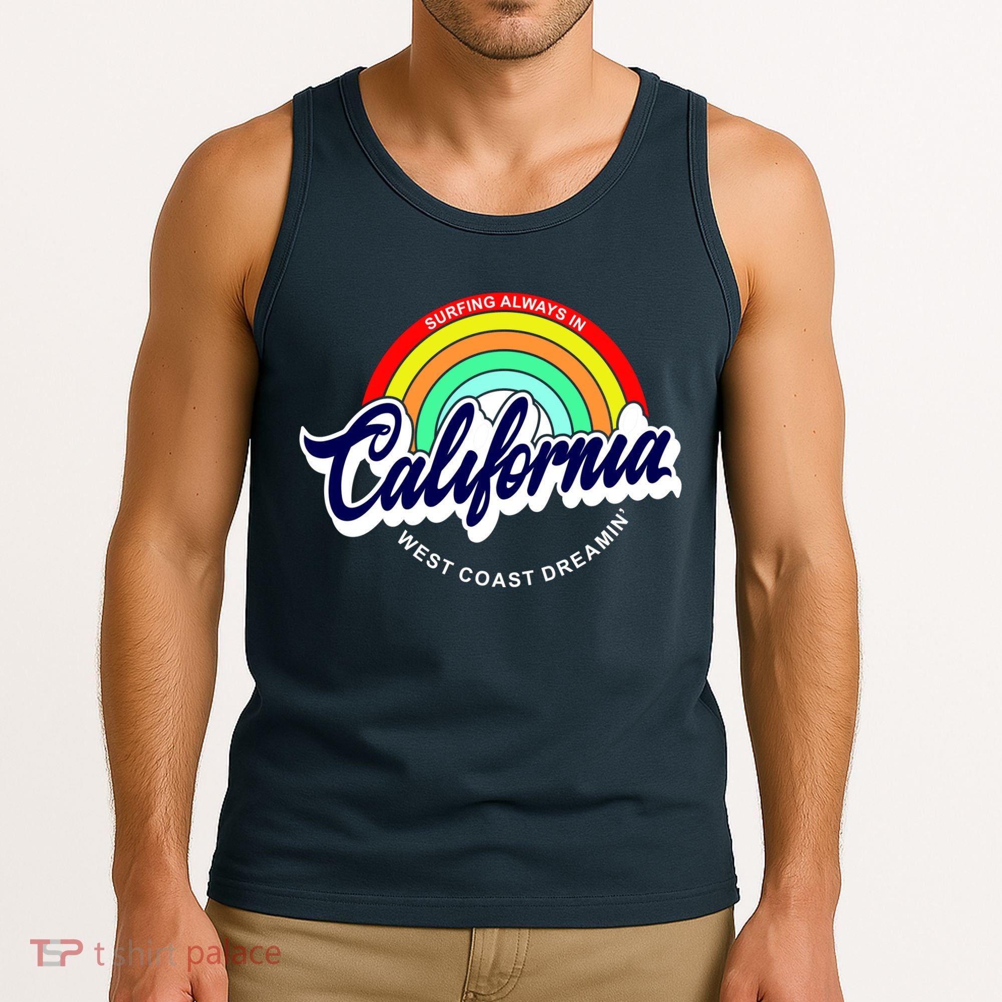 California West Coast Dreamin Retro Rainbow Tank Top