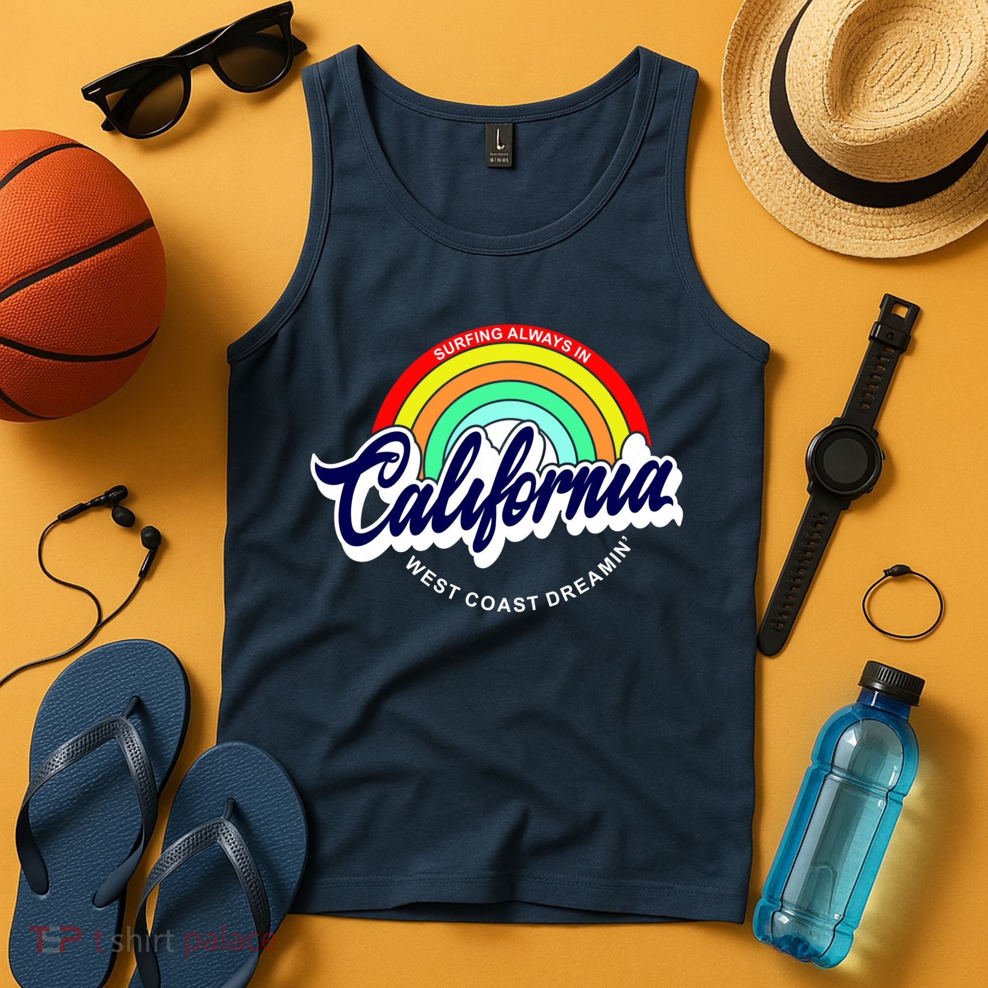 California West Coast Dreamin Retro Rainbow Tank Top