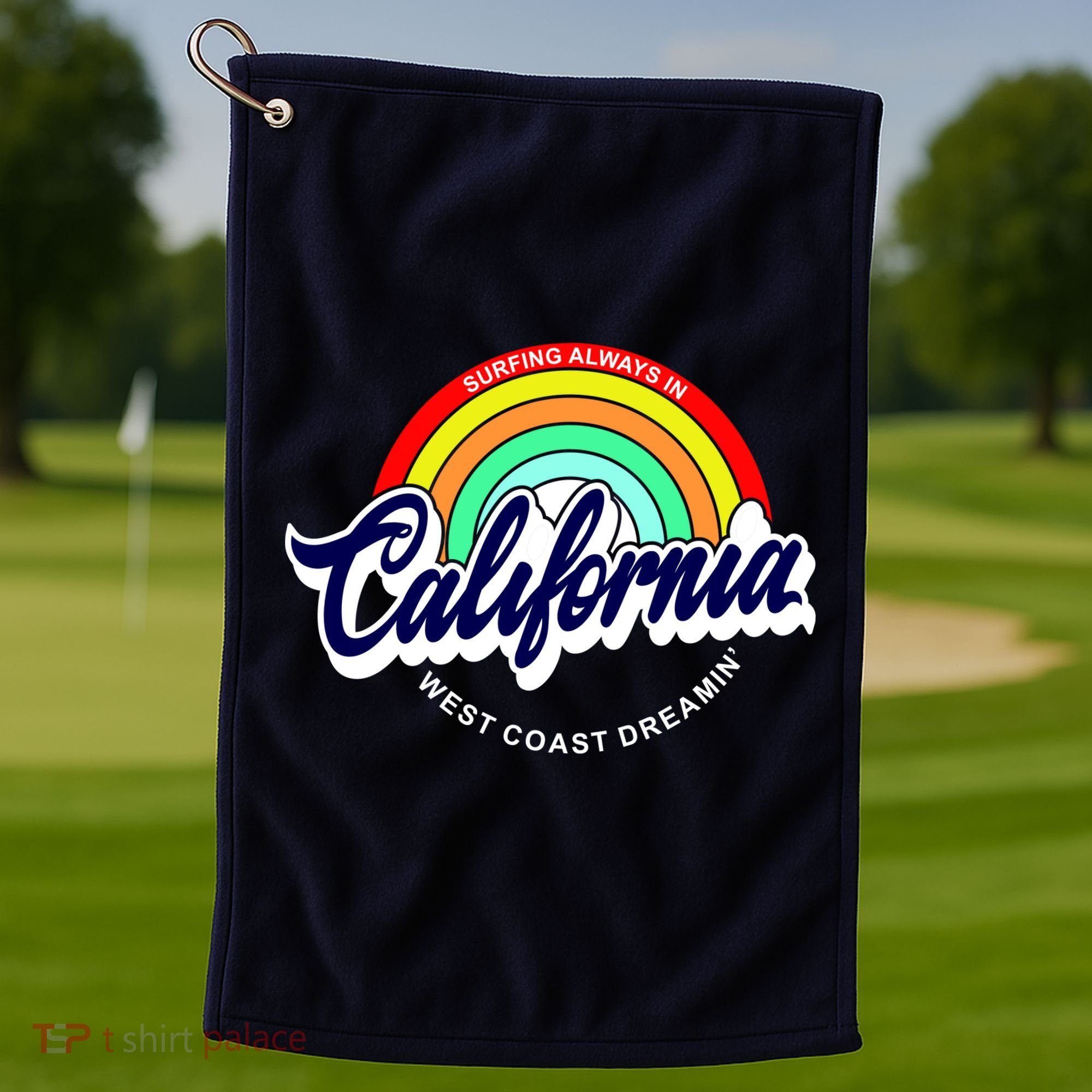 California West Coast Dreamin Retro Rainbow Golf Towel