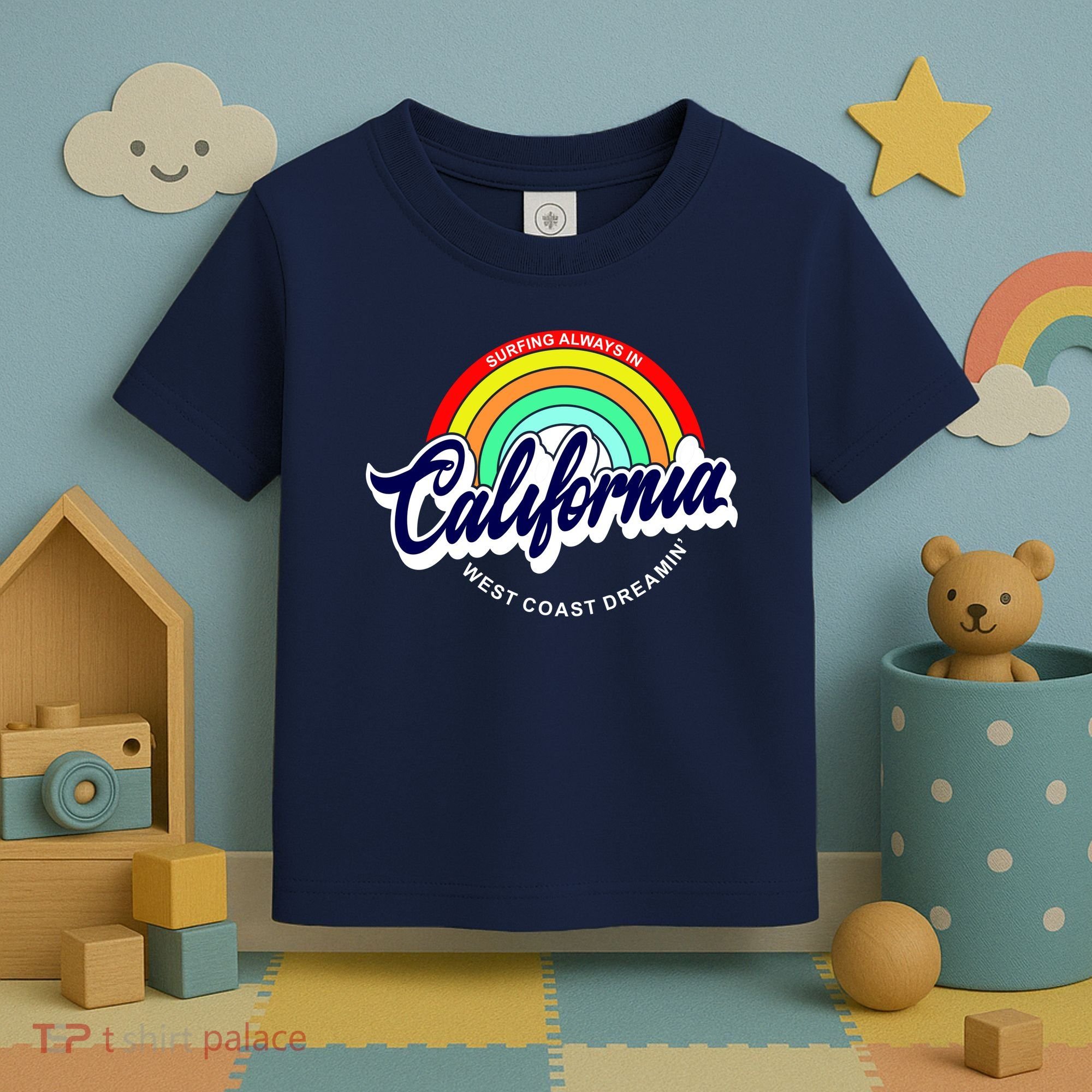 California West Coast Dreamin Retro Rainbow Toddler T-Shirt