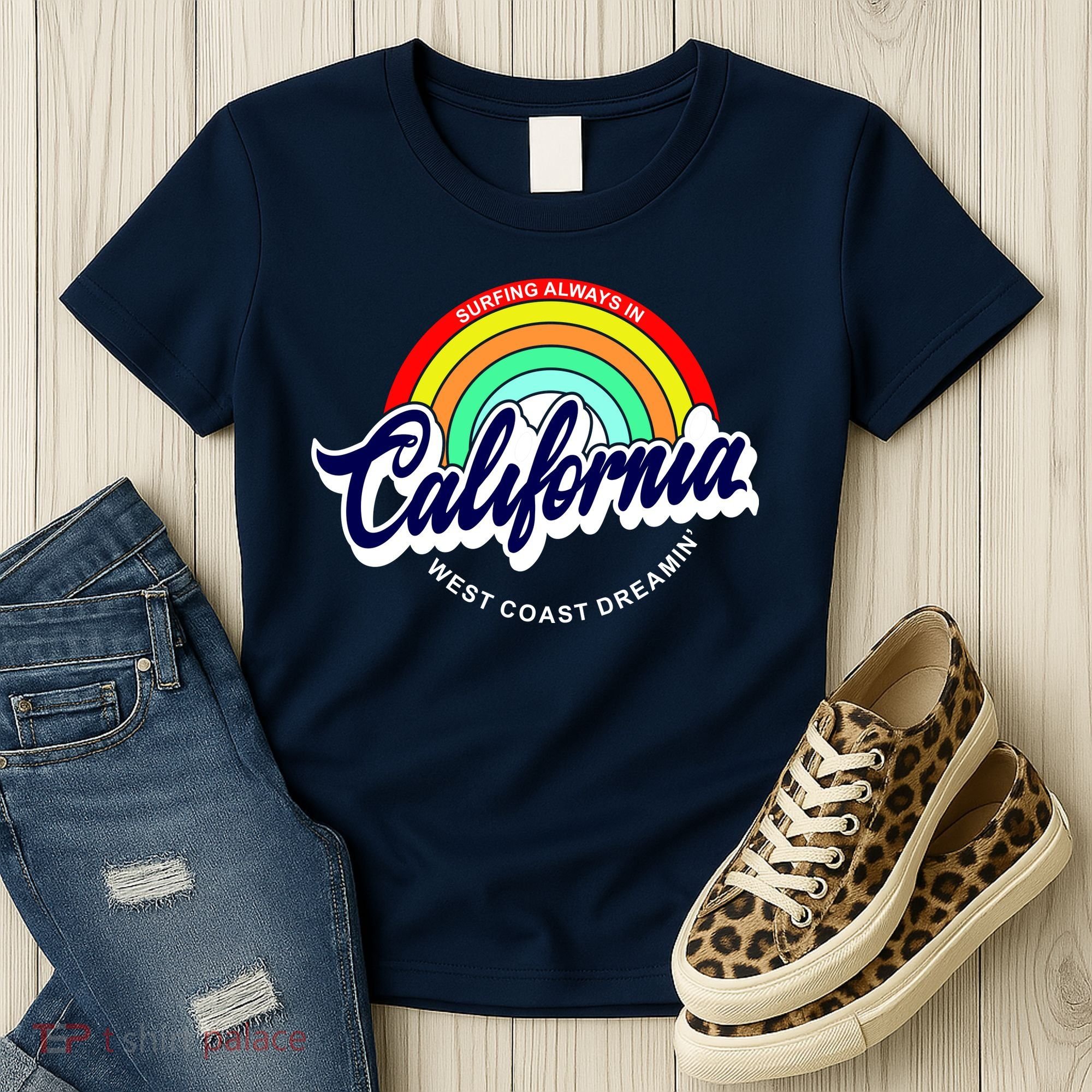 California West Coast Dreamin Retro Rainbow Women's T-Shirt