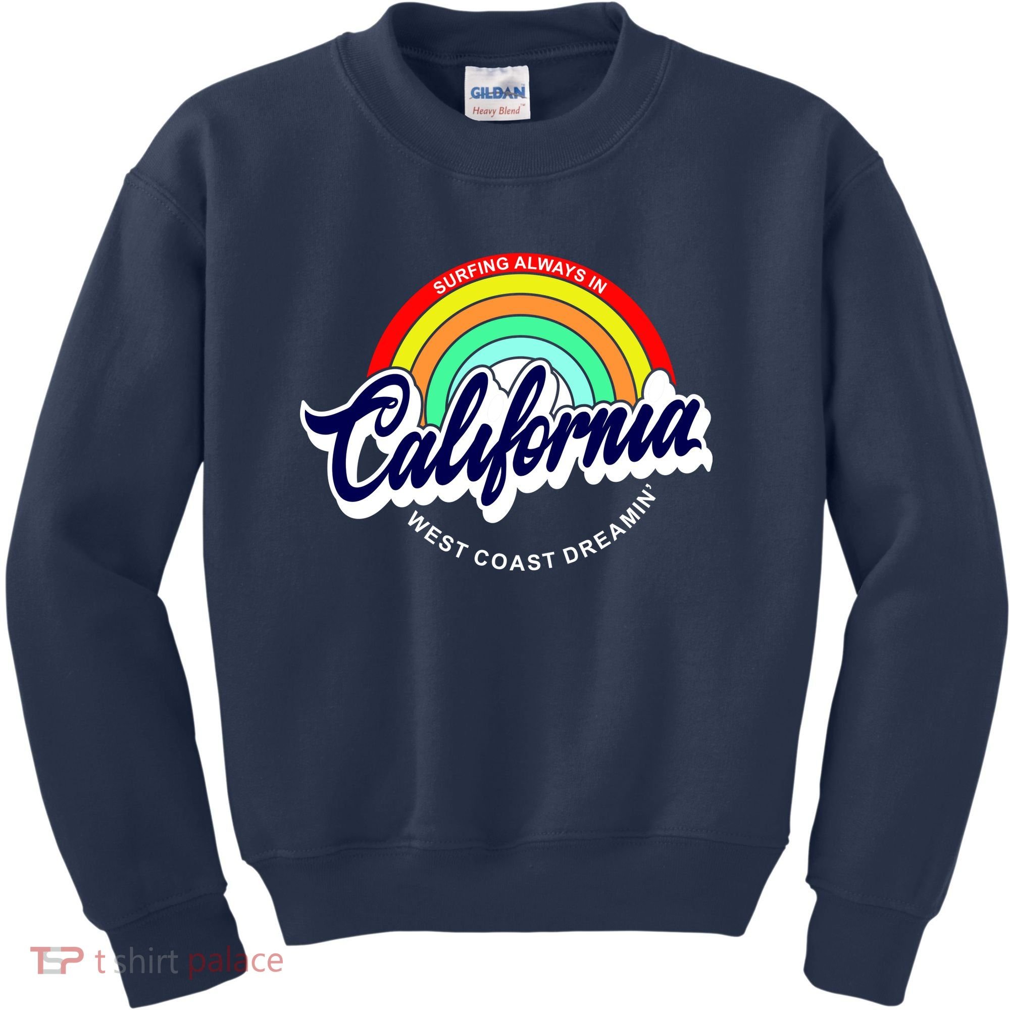 California West Coast Dreamin Retro Rainbow Kids Sweatshirt