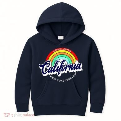 California West Coast Dreamin Retro Rainbow Kids Hoodie