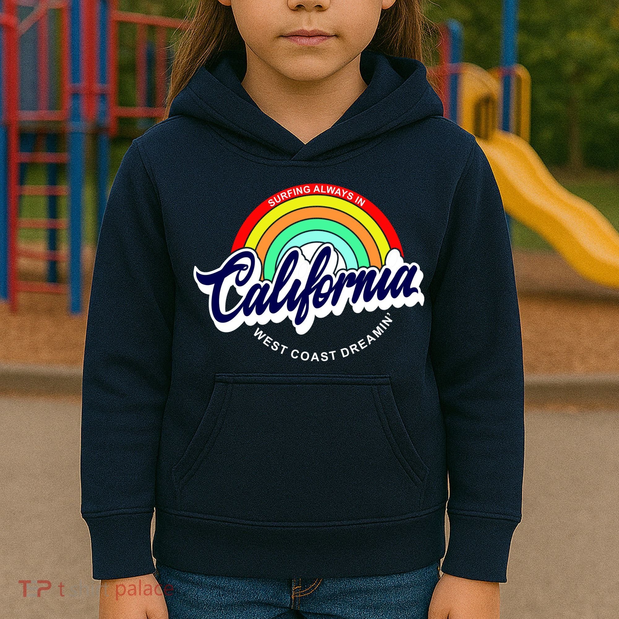 California West Coast Dreamin Retro Rainbow Kids Hoodie
