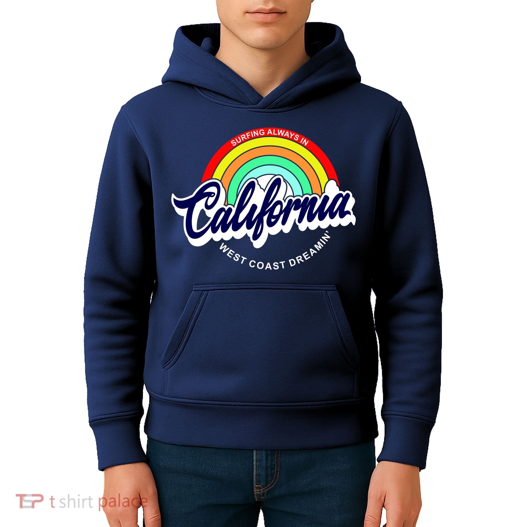 California West Coast Dreamin Retro Rainbow Kids Hoodie