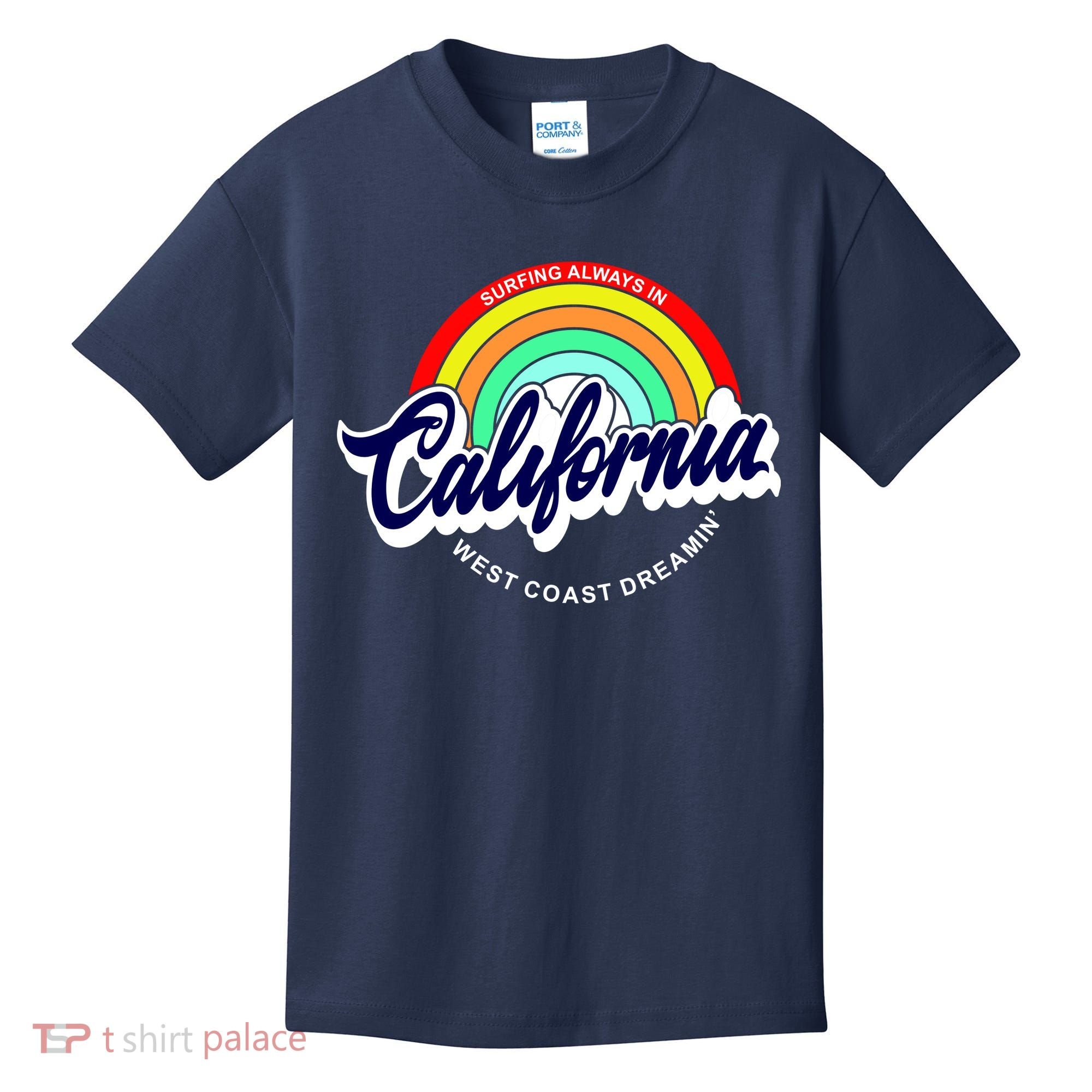 California West Coast Dreamin Retro Rainbow Kids T-Shirt