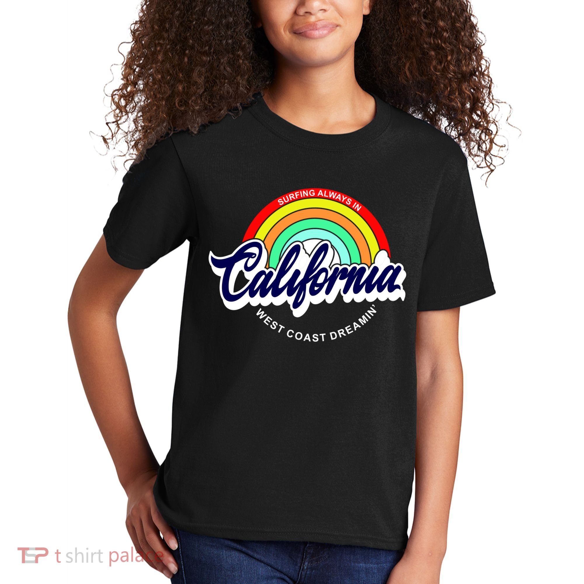 California West Coast Dreamin Retro Rainbow Kids T-Shirt