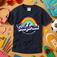 California West Coast Dreamin Retro Rainbow Kids T-Shirt thumb 3
