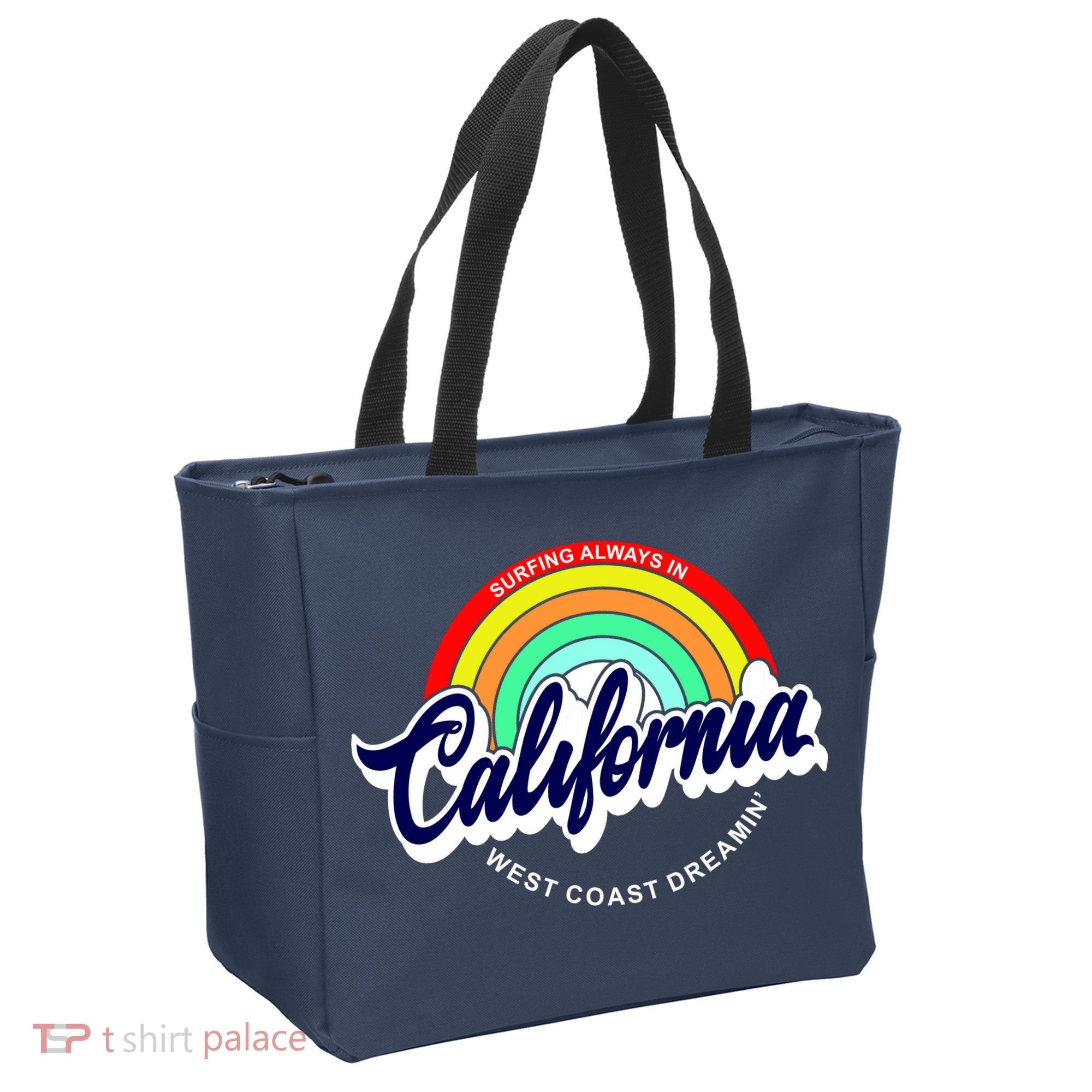 California West Coast Dreamin Retro Rainbow Tote Bag