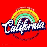 California West Coast Dreamin Retro Rainbow Santa Hat thumb 1