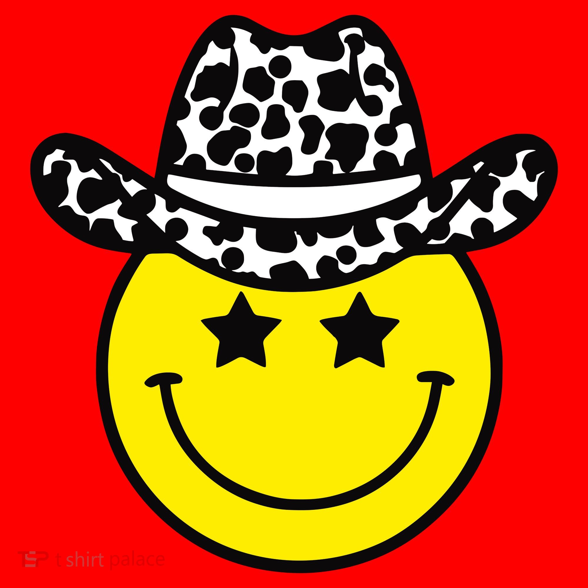 Cute Western Country Cowgirl Hat Star Yellow Smile Face Girl Santa Hat