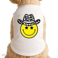 Cute Western Country Cowgirl Hat Star Yellow Smile Face Girl Doggie Tank thumb 0