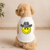 Cute Western Country Cowgirl Hat Star Yellow Smile Face Girl Doggie Tank thumb 2