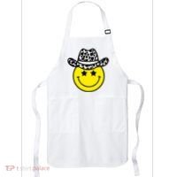 Cute Western Country Cowgirl Hat Star Yellow Smile Face Girl Apron thumb 0