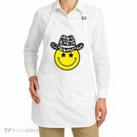 Cute Western Country Cowgirl Hat Star Yellow Smile Face Girl Apron thumb 2
