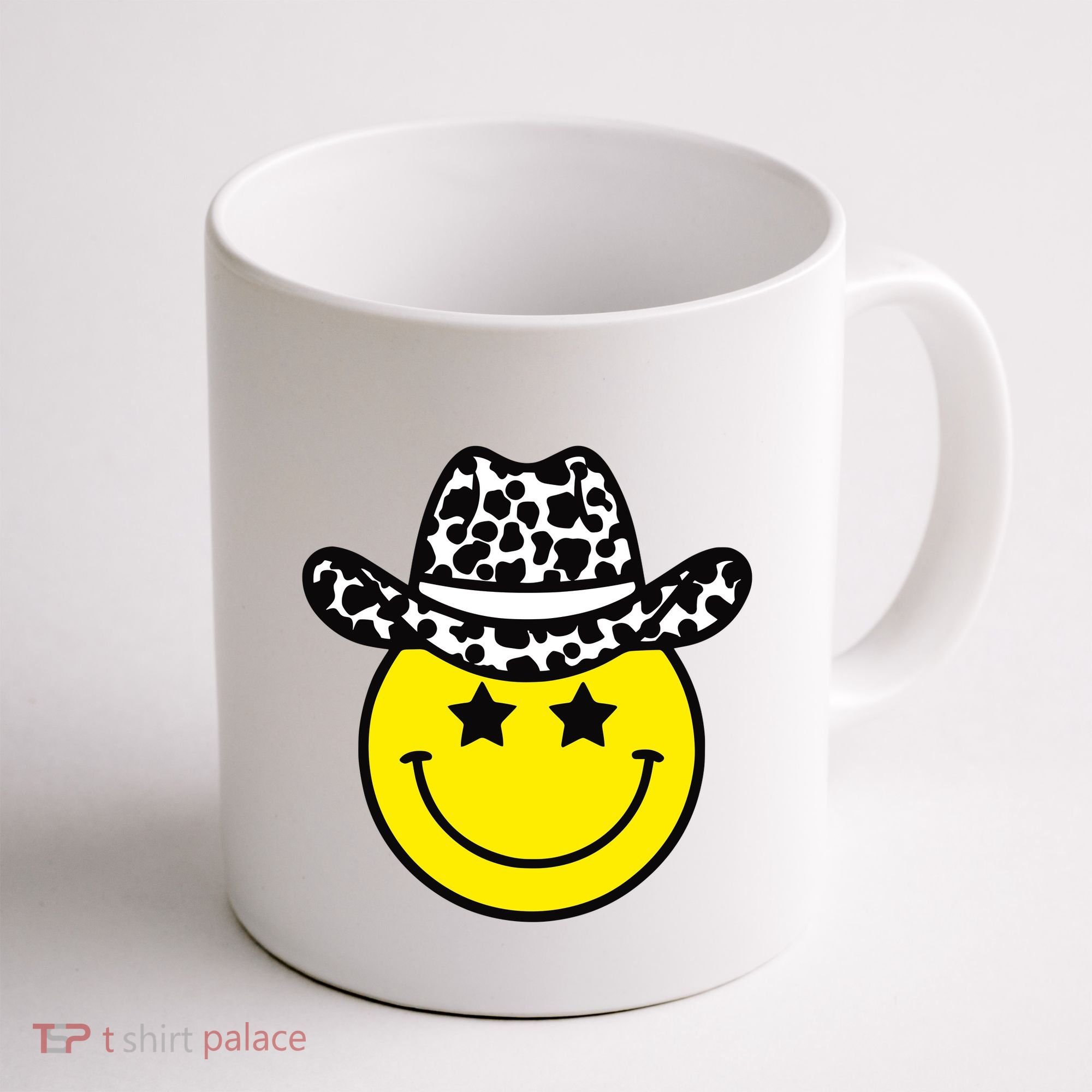 Cute Western Country Cowgirl Hat Star Yellow Smile Face Girl Coffee Mug