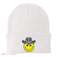 Cute Western Country Cowgirl Hat Star Yellow Smile Face Girl Beanie thumb 0