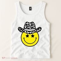 Cute Western Country Cowgirl Hat Star Yellow Smile Face Girl Tank Top thumb 2