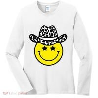 Cute Western Country Cowgirl Hat Star Yellow Smile Face Girl Women's Long Sleeve Shirt thumb 0