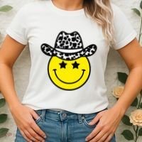 Cute Western Country Cowgirl Hat Star Yellow Smile Face Girl Women's T-Shirt thumb 2