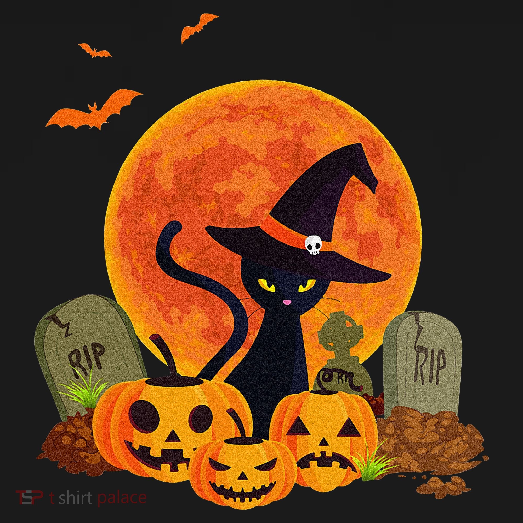 Cute Witch Cat Pumpkin Graveyard Spooky Cat Mom Halloween Apron