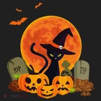 Cute Witch Cat Pumpkin Graveyard Spooky Cat Mom Halloween Hat thumb 2