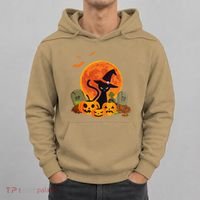Cute Witch Cat Pumpkin Graveyard Spooky Cat Mom Halloween Hoodie thumb 0
