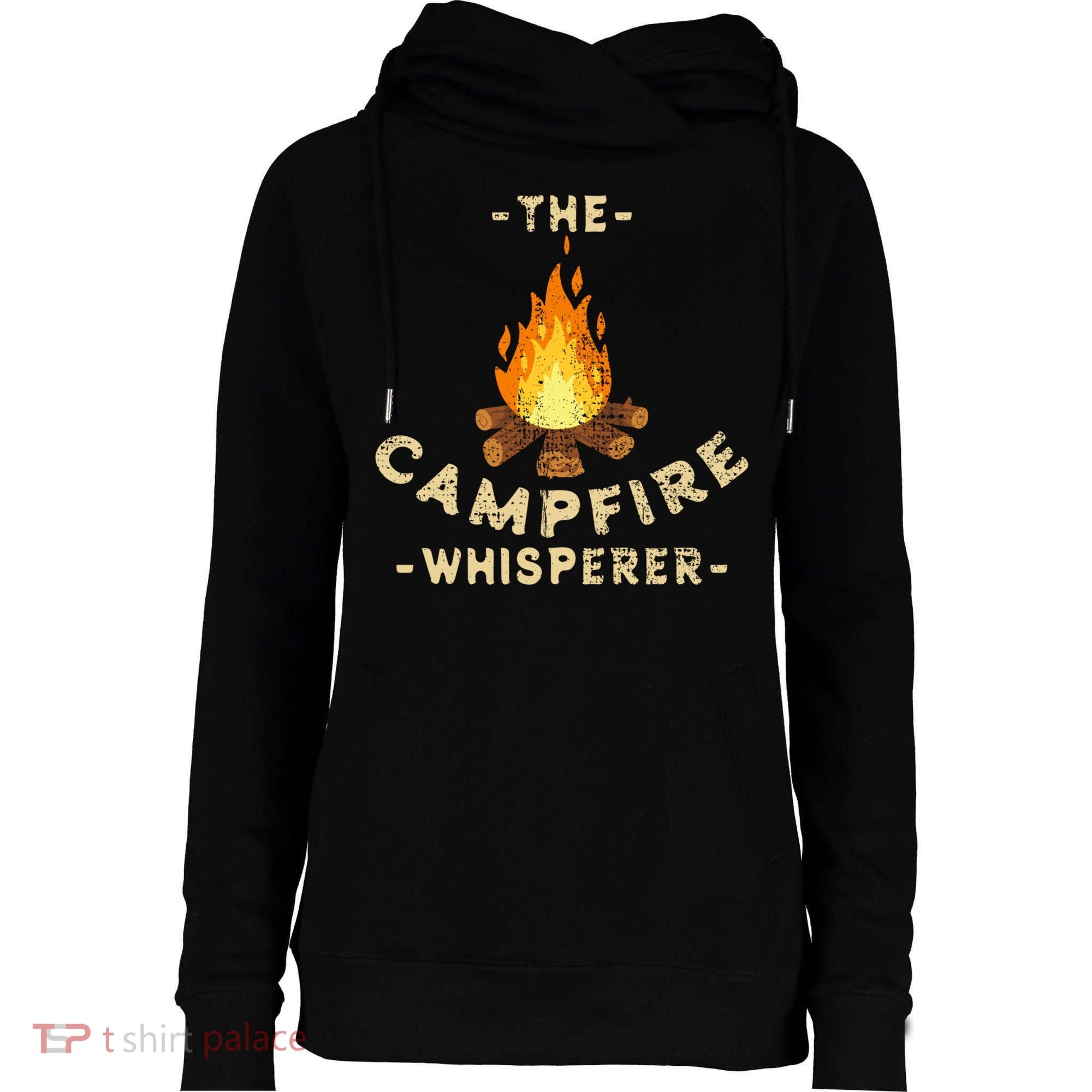 Campfire Whisperer Camping Pun Camper Campfire Funny Gift Womens Funnel Neck Pullover Hood