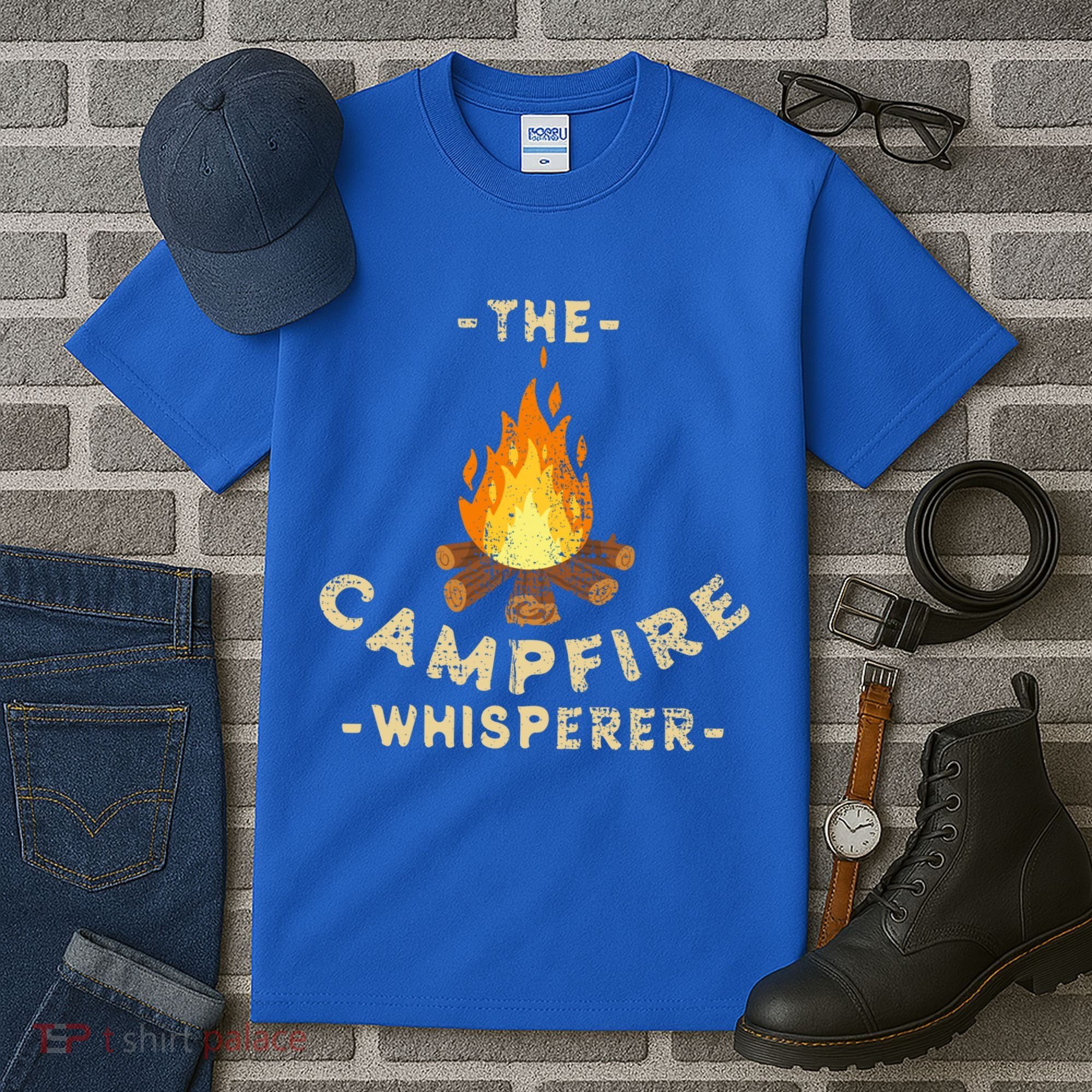 Campfire Whisperer Camping Pun Camper Campfire Funny Gift Tall T-Shirt