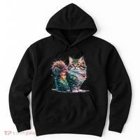 Cat Women Colourful Watercolour Cat Hoodie thumb 0