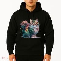 Cat Women Colourful Watercolour Cat Hoodie thumb 2