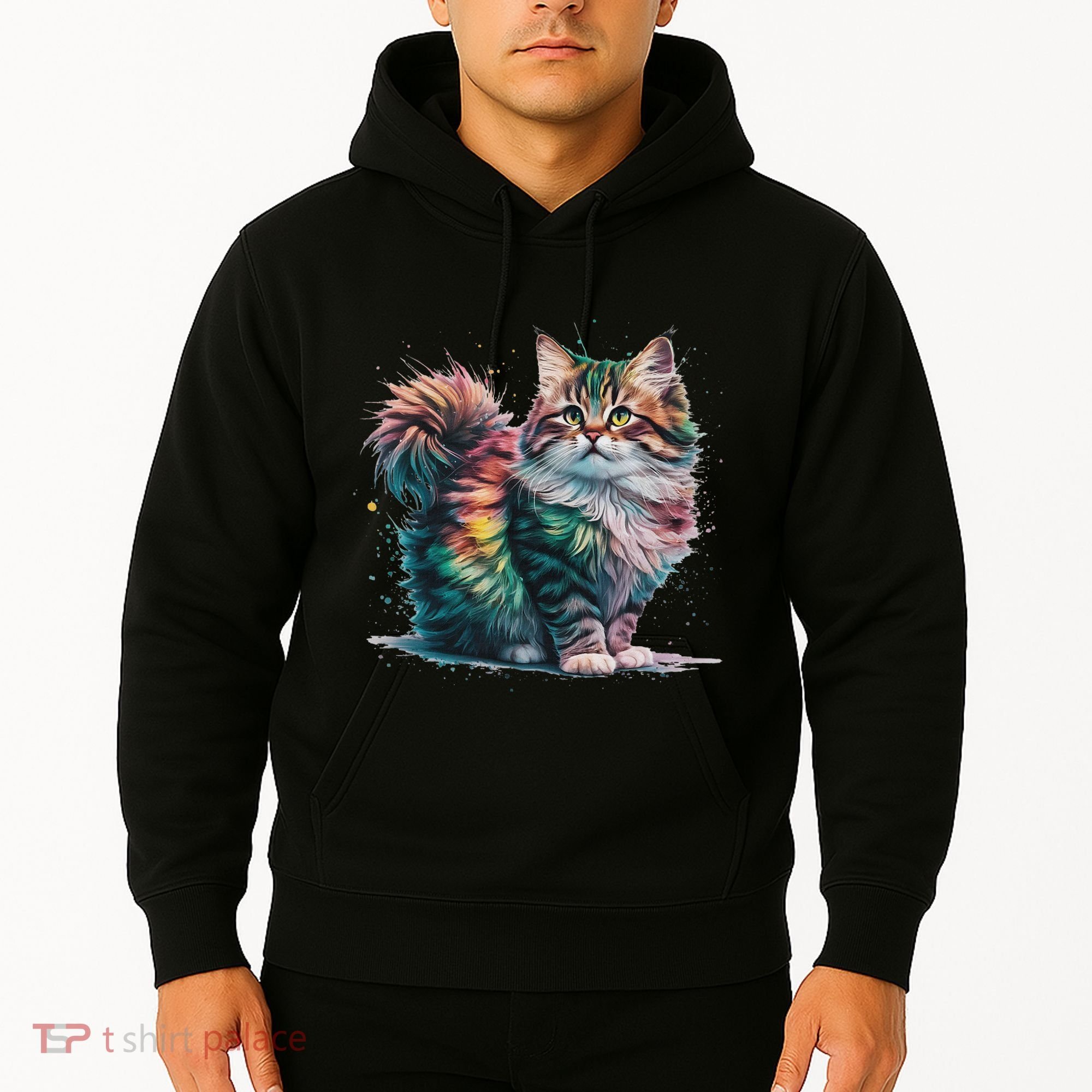 Cat Women Colourful Watercolour Cat Hoodie