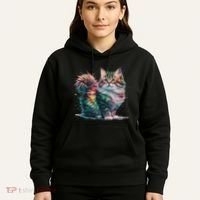 Cat Women Colourful Watercolour Cat Hoodie thumb 5