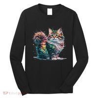 Cat Women Colourful Watercolour Cat Long Sleeve Shirt thumb 0