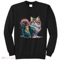 Cat Women Colourful Watercolour Cat Sweatshirt thumb 0