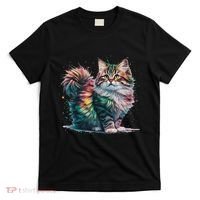 Cat Women Colourful Watercolour Cat T-Shirt thumb 0