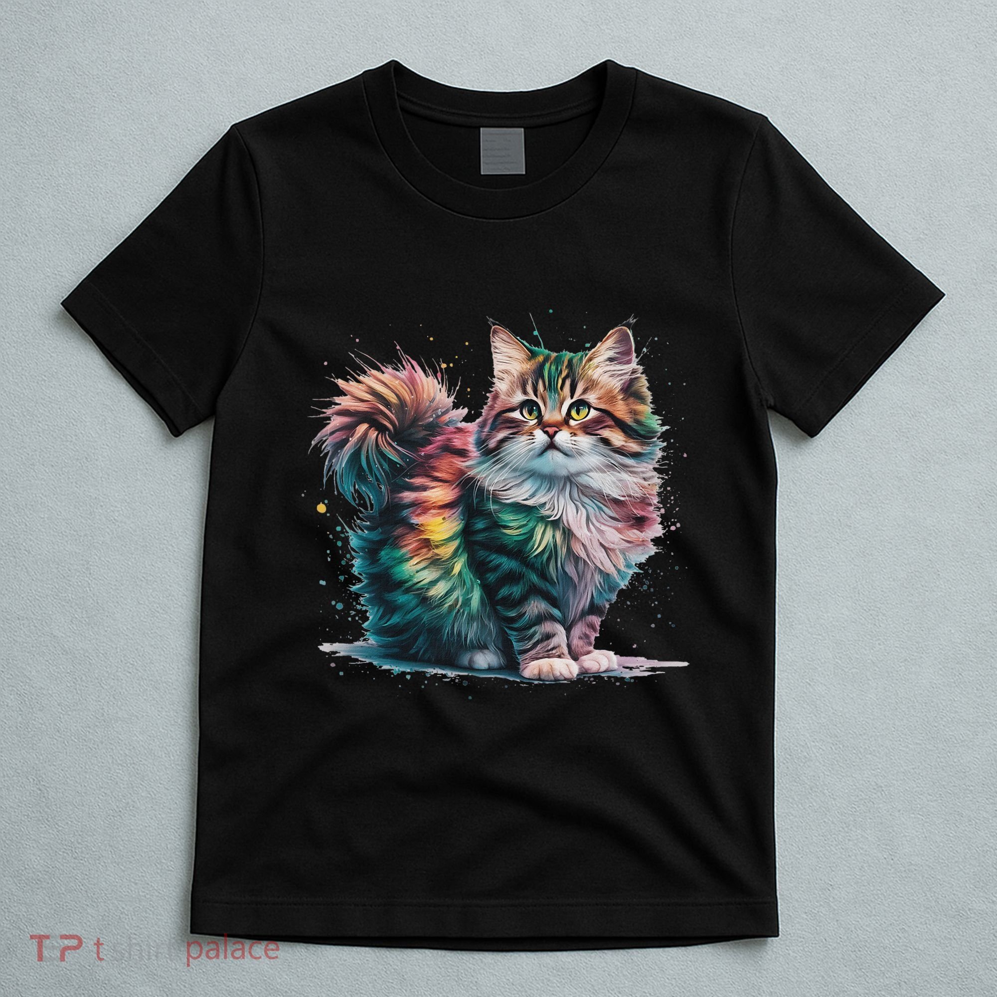Cat Women Colourful Watercolour Cat T-Shirt
