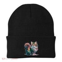 Cat Women Colourful Watercolour Cat Beanie thumb 0
