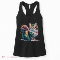 Cat Women Colourful Watercolour Cat Women's Tank Top thumb 0