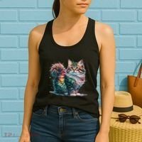 Cat Women Colourful Watercolour Cat Women's Tank Top thumb 2