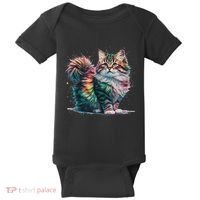 Cat Women Colourful Watercolour Cat Baby Bodysuit thumb 0